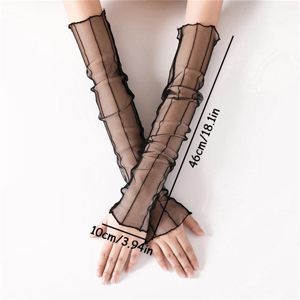 1 Pair Women Sexy Elastic Sleeve Driving Gloves Long Fingerless Fishnet Arm Sleeve Mittens Covered Summer Sunscreen Lace Gloves