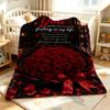 Red Rose Love Quote Winter Summer Flannel Blanket Throw Fleece Soft Fuzzy Plush Cozy Fleece Blankets for Sofa Ideal Gifts
