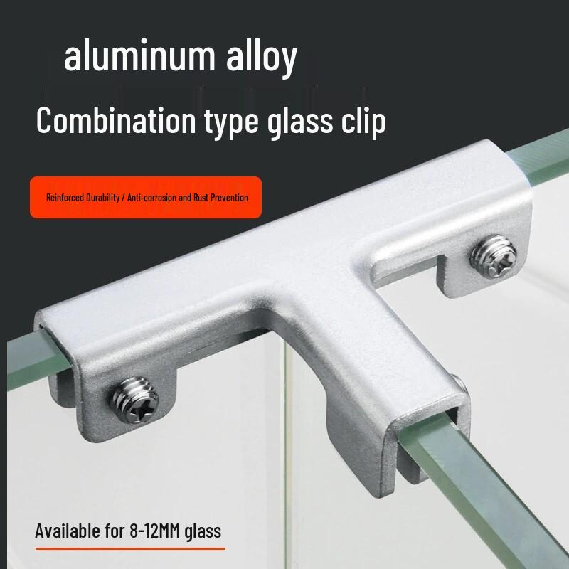 L-Shaped Right Angle Aluminum Kitchen Sink Clamp & Glass Shelf Clip