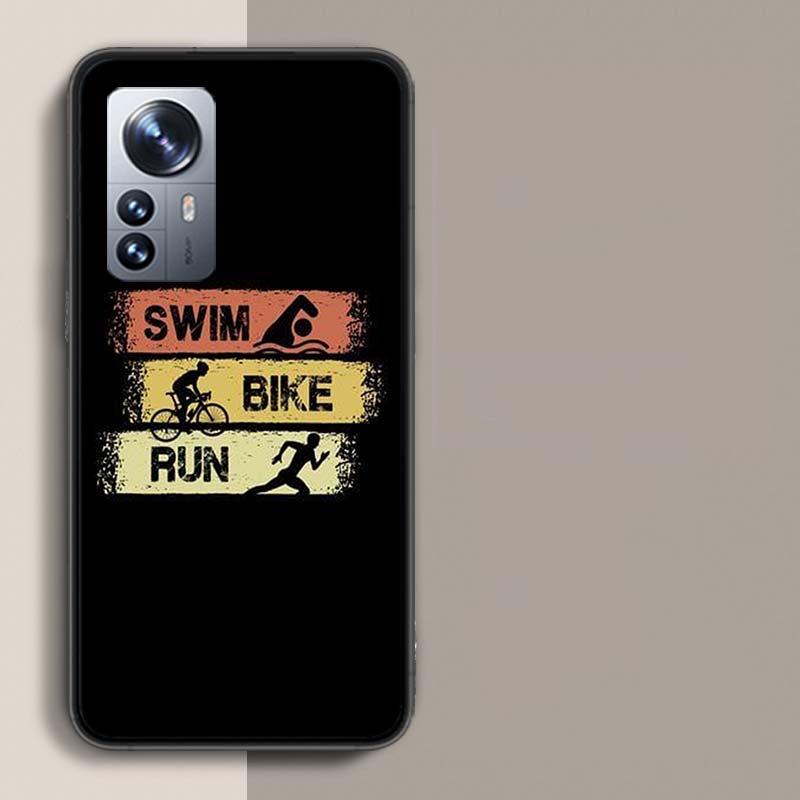 Triathlon Swim Bike Run Phone Case For Xiaomi Poco X3 NFC X4 GT M3 M4 M5 M5S X7 X6 X5 F6 Pro F5 F4 Mi F3 F2 Cover TPU Capa Coque