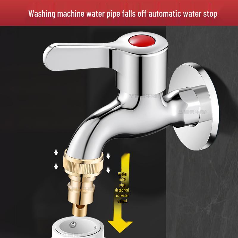 Washing Machine Automatic Shut-off Valve Adapter - 4-Point Water Outlet & Inlet Hose Conversion Accessory
