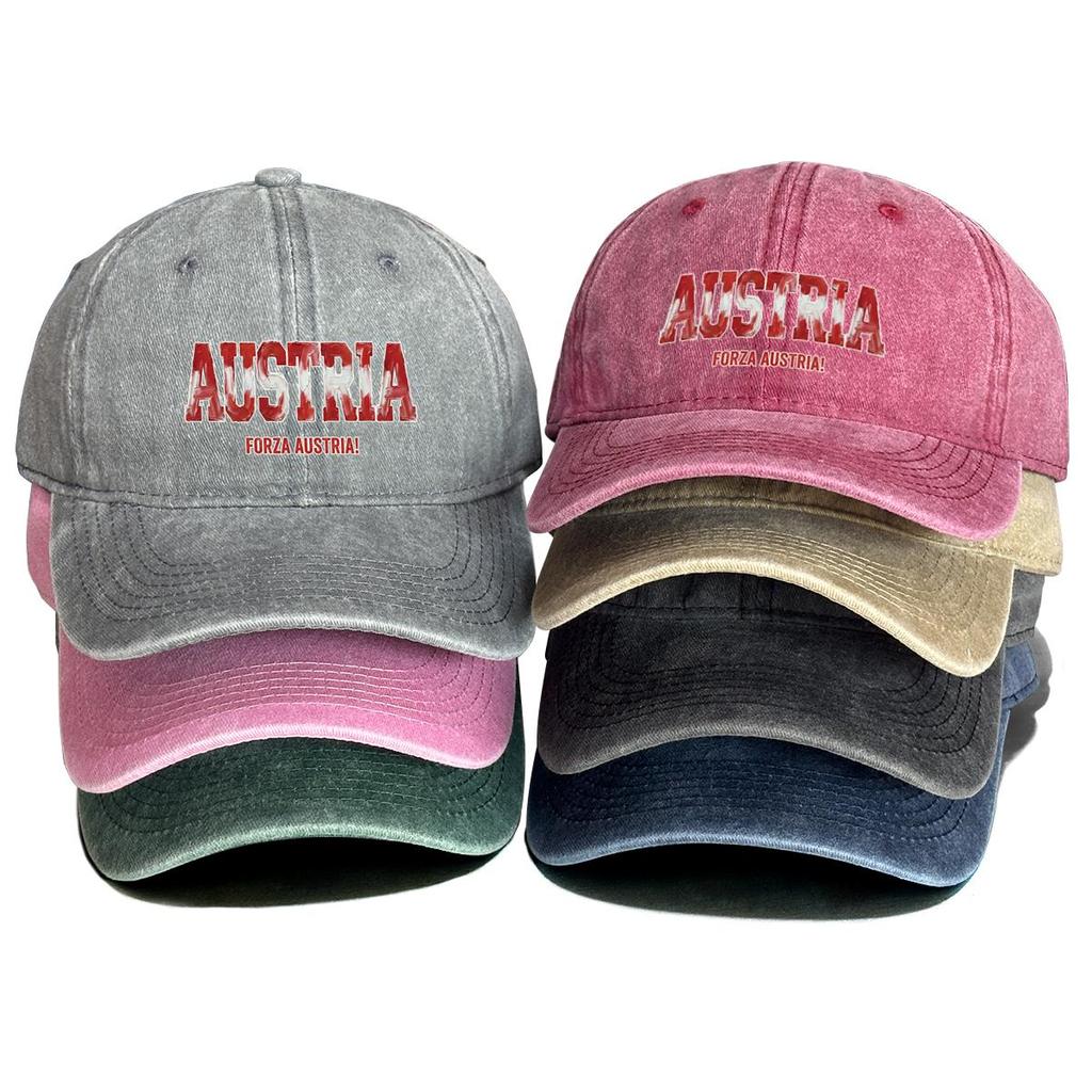 "AUSTRIA" "FORZA AUSTRIA" Flag Printed Snapback Baseball Cap , Adjustable Sun Hat Stylish Non-Stretch Fabric Casual Cozy Dad Hat