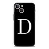 Luxury Phone Case For Apple iPhone 11 15 14 Pro MAX 12 13 7 8 Plus X XR XS MAX SE Black Cover Funda Initial Letter A Z Fashion