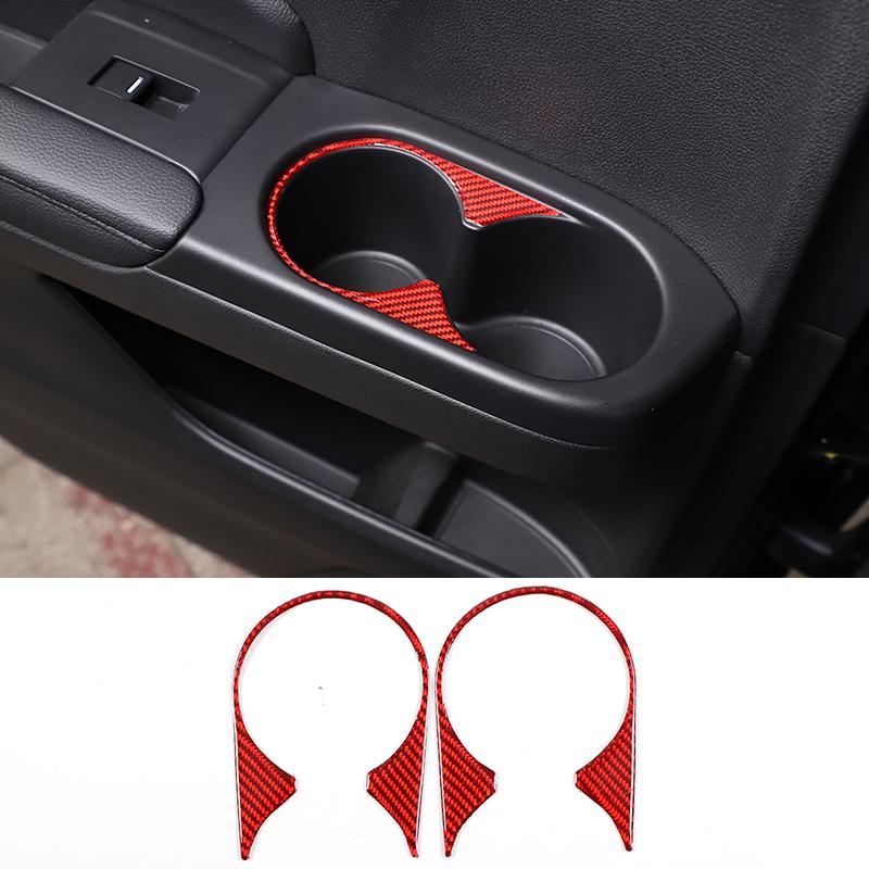 For Honda Pilot 2015-2019 Red Soft Carbon Fiber Air Vent Frame Vanity Mirror Cover Interior Decorative Sticker Auto Parts X12