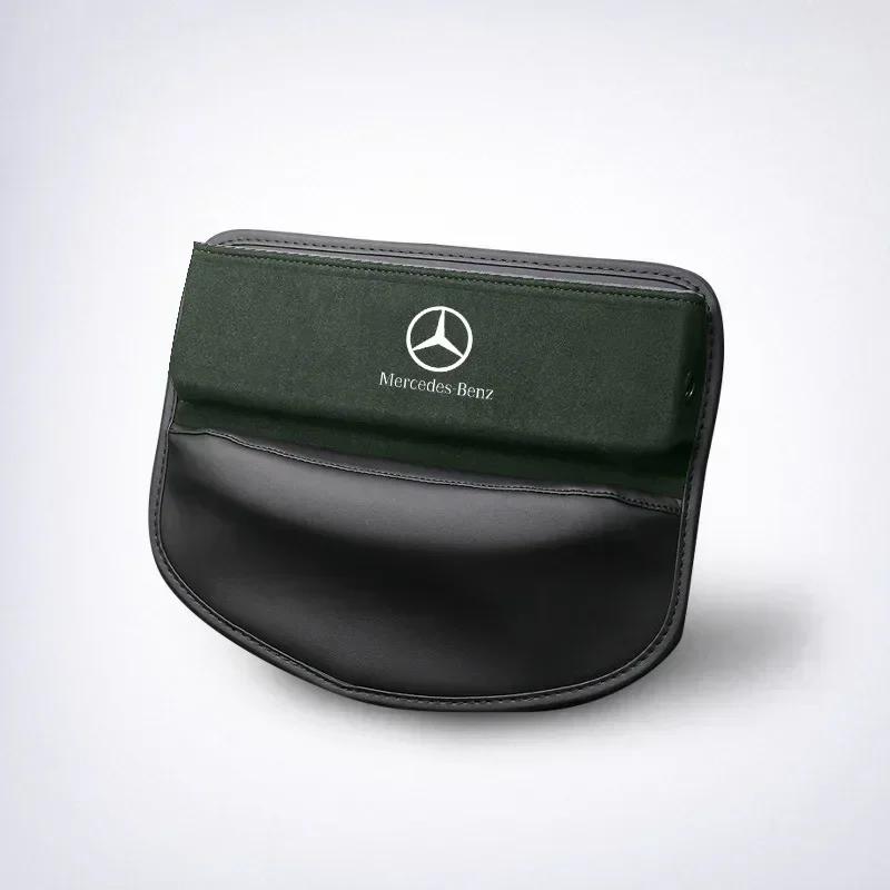 For Mercedes Benz Car Logo Seat Gap Organizer Box Storage Bag W204 W205 W203 W211 W212 W213 W201 W210 W124 W126 CLA CLK CLS GLA  Z7