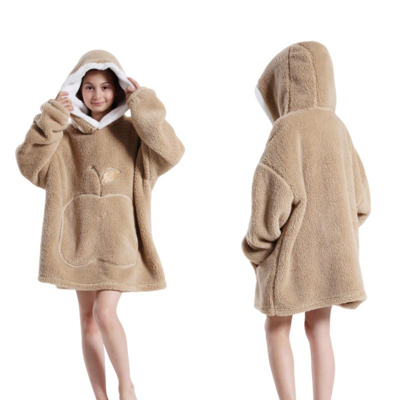 Cozy Hooded TV Blanket - Outdoor & Indoor Cold-Proof, Thick, Solid Color, Long Sleeves, Couples' Wear