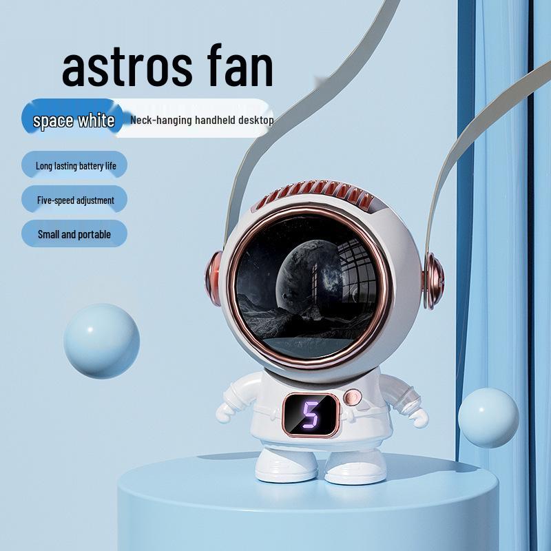 2026 New Handheld Cartoon Astronaut USB Desktop & Neck Hanging Silent Fan with Custom Logo