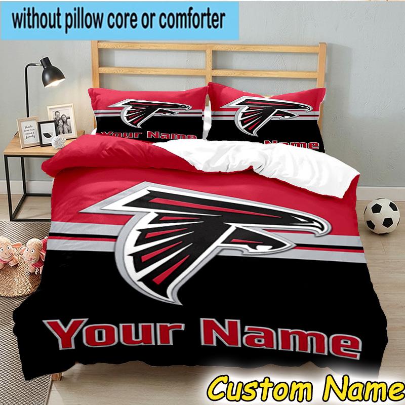 3pcs Custom Name Atlanta Logo Bedding Set Includes 1 Duvet Cover & 2 Pillowcases for All Seasons Dormitory Home Decor Christmas gifts