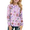 Children's Witch  Printed Long Sleeved Round Neck Top With Floral Print For Daily Casual T-shirt