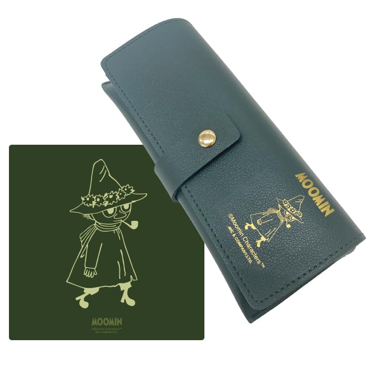 [ДОМ ОЧКОВ] MOOMIN Футляр и салфетка для очков MOCC101, 3 цвета, Искусственная кожа под натуральную, с кнопками-защелками, Футляр для очков, Футляр для очков для чтения, Солнце
