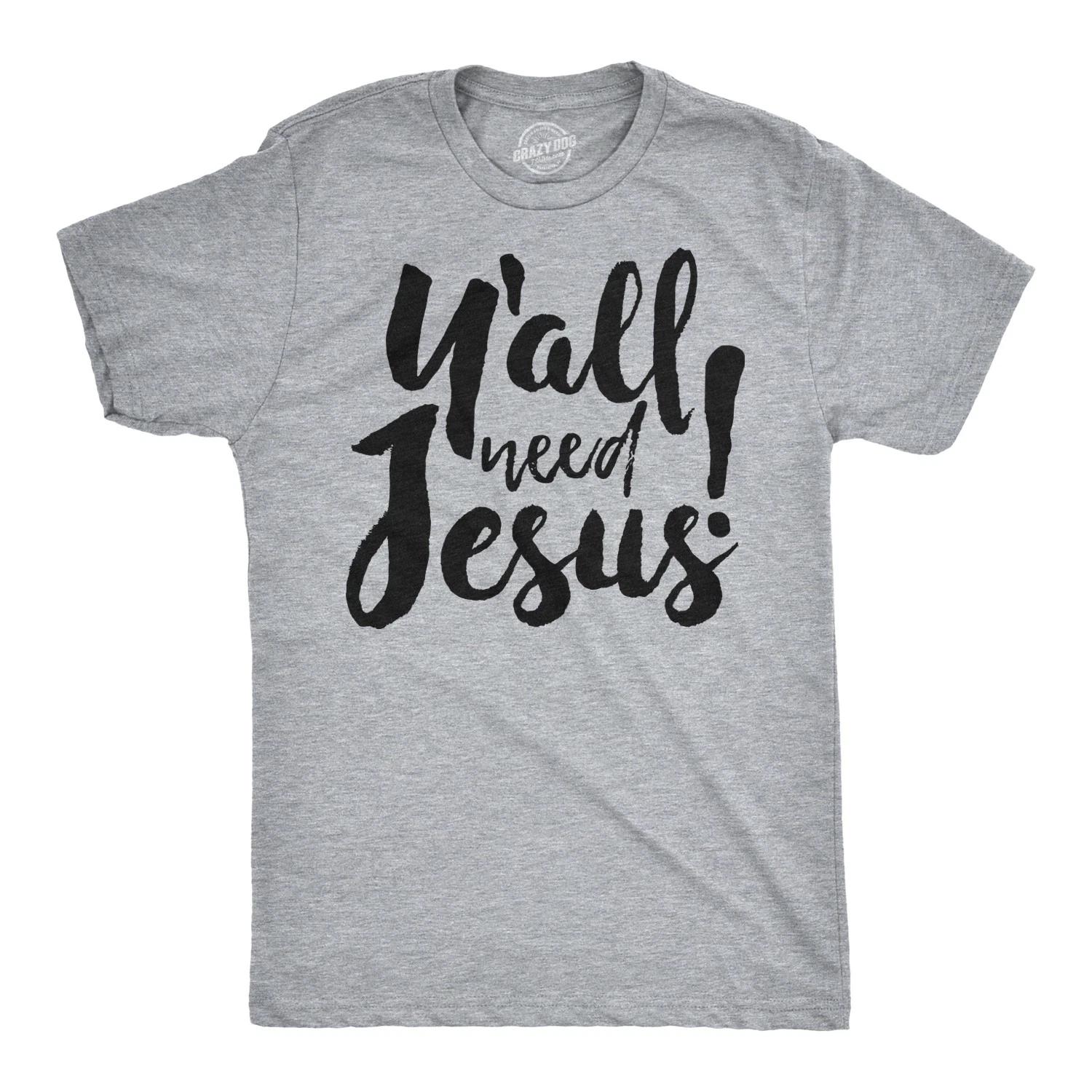 Mens Yall Need Jesus Funny Easter Religious Christian Church Faith Pray T Shirt XXL