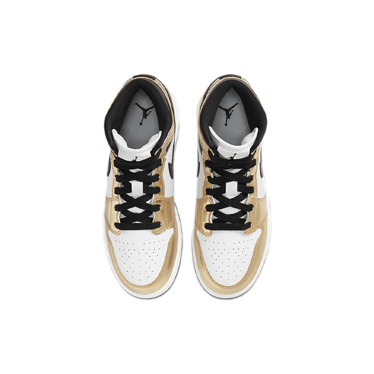 Jordan 1 Mid Metallic Gold Black White GS DC1420-700