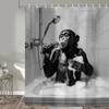 Funny Monkey Printed Shower Curtain Chimpanzee Singing In Bathtub For Bathroom Decor
