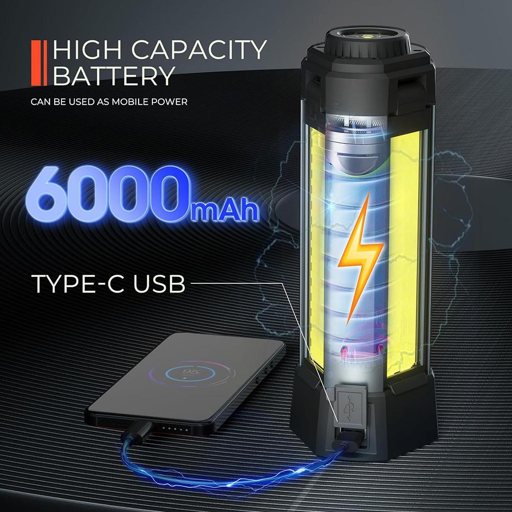 6000mAh LED Work Light with Stand Cordless Work Light with COB Construction Light Telescopic for Outdoor Camping