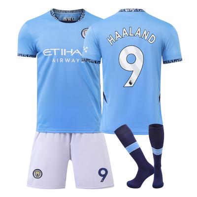 2024-25 Manchester City Domowy #9 HAALAND Sportowy Zestaw Koszulki Treningowej ze Skarpetkami Młodzież Dzieci Dorośli Niestandardowe Imię Zestawy Piłkarskie