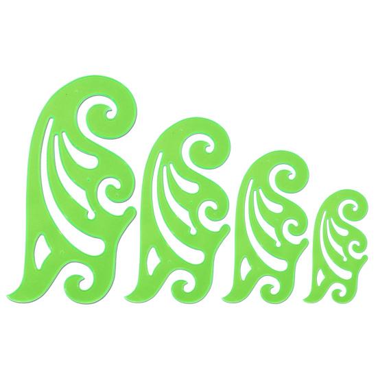 

4 шт., двусторонняя доска с изогнутыми линиями, принадлежности для рисования, легкая линейка облаков, инструмент для моделирования для школы зелёный