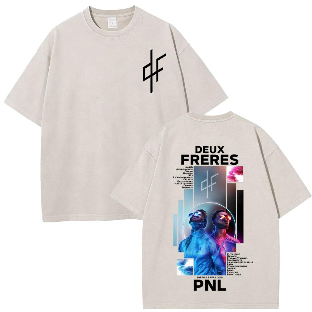 French Rapper Pnl Album Merch Graphic Tshirt Le Monde Chico Tshirt Unisex Unisex Fashion Hip Hop Oversized Vintage Washed Tshirts