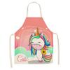 1Pcs Kitchen Apron Cartoon Unicorn Music Printed Cotton Linen Aprons for Women Men Cooking Accessories Delantal Cocina Mujer