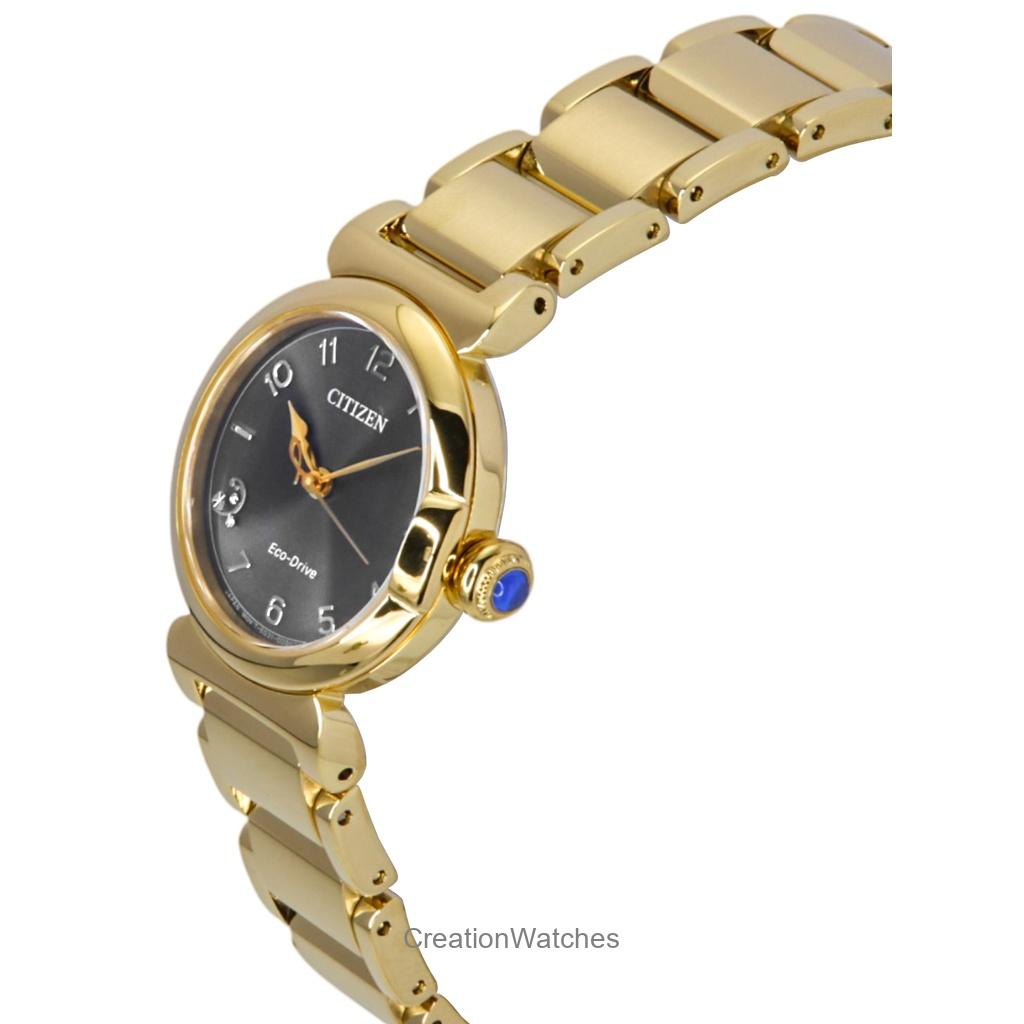 Citizen L Mae Bells Mini Gullfarget Rustfritt Stål Grå Skive Eco-Drive EM1132-88H Dameklokke