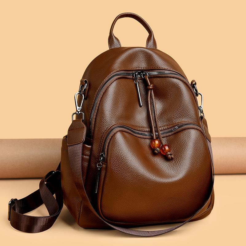 Fashionable and Minimalist Women's PU Leather Backpack with Top Handle, Perfect for Commuting, Travel, and Daily Use