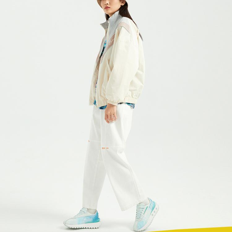 Li-Ning Loose Color Block Stand Collar Jacket Women Jackets Eggshell-Gray AFDR034-3