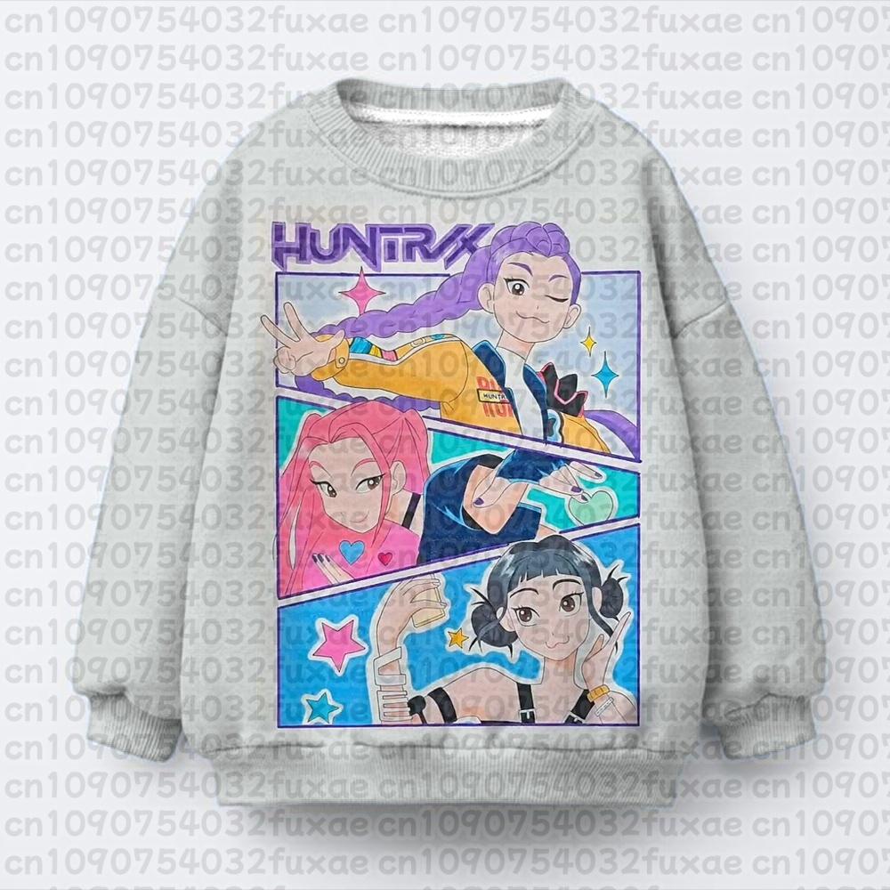 Kpop Demon Hunters Huntrix Print Sweatshirt For Children Autumn Winter Long Sleeve Pullover Casual Oversiezed Kids/Adult Tops
