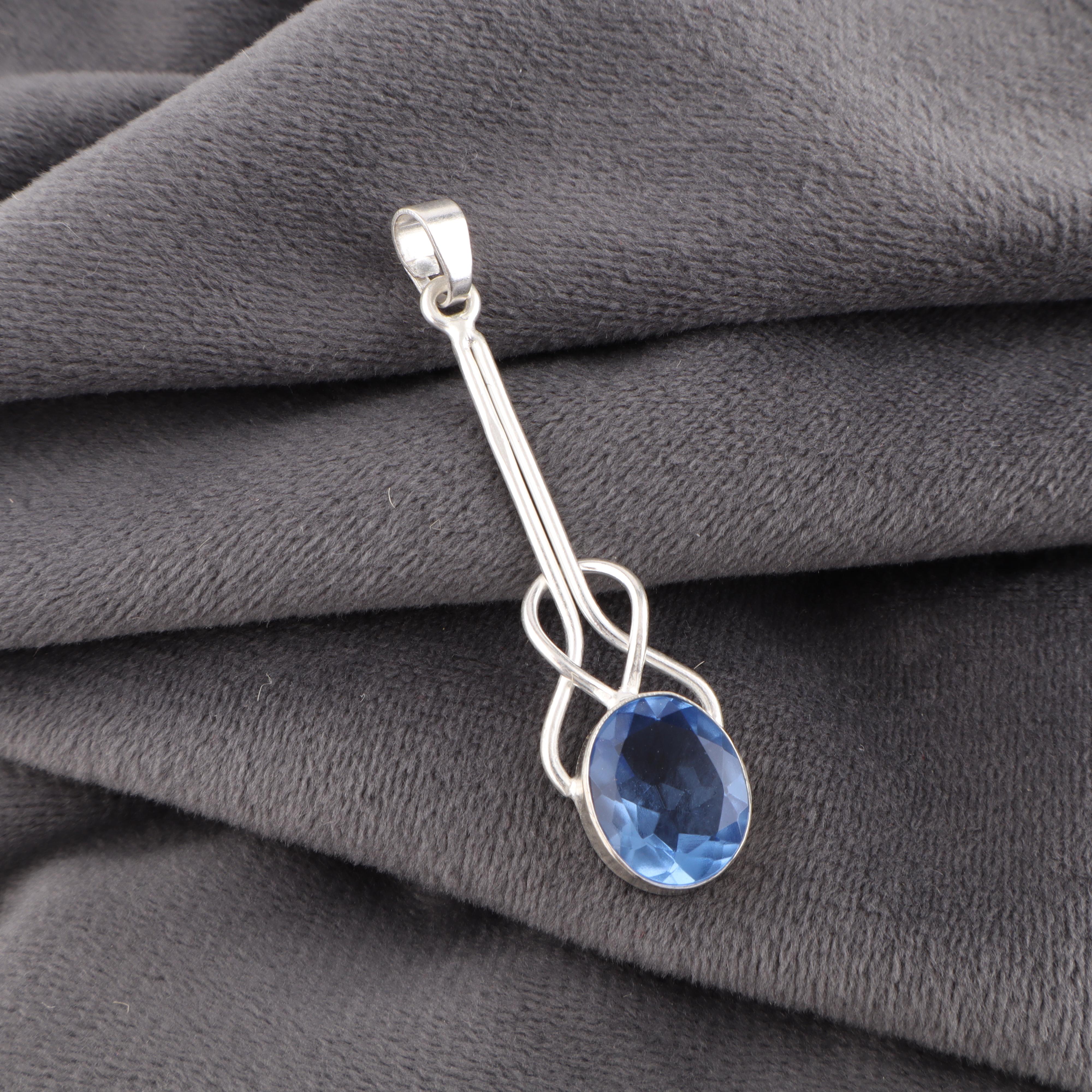 

Ювелирные изделия с танзанитом, кулон из стерлингового серебра 925 пробы, очаровательный кулон ручной работы, богемный кулон с танзанитом в подарок бабушке 1.79 Inches синий