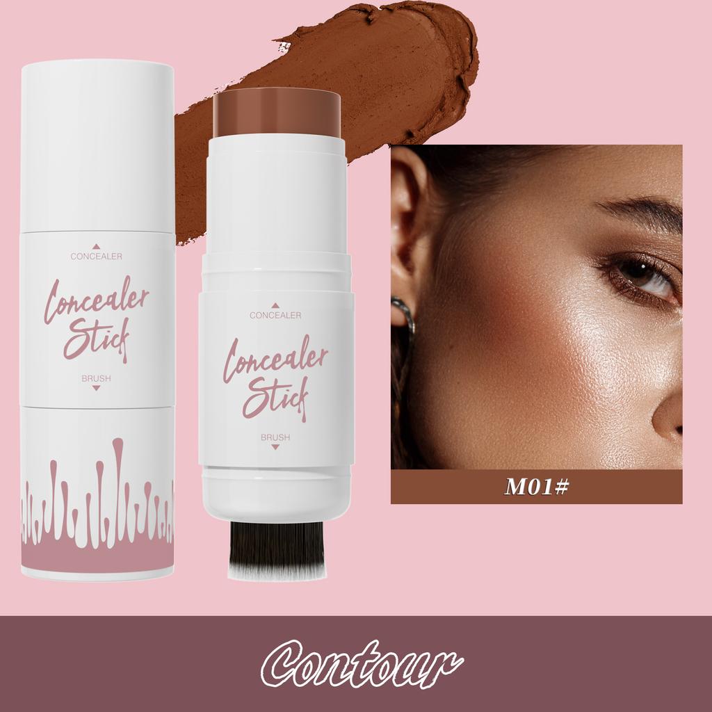 Double Head With Makeup Brush Grooming Stick, Multi-Functional Highlight Shadow Blush Grooming Cream