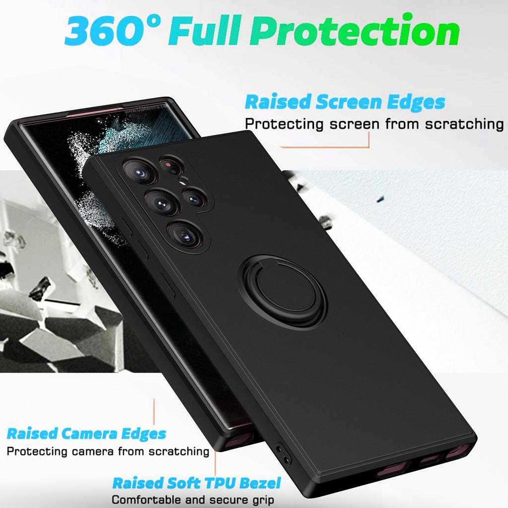 Suitable for Samsung S25 Ultra Mobile Phone Case S23fe Full-inclusive Liquid Silicone S24plus Ring Holder Note20