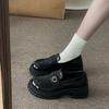 Retro British style heightened platform small leather shoes autumn new French loafers