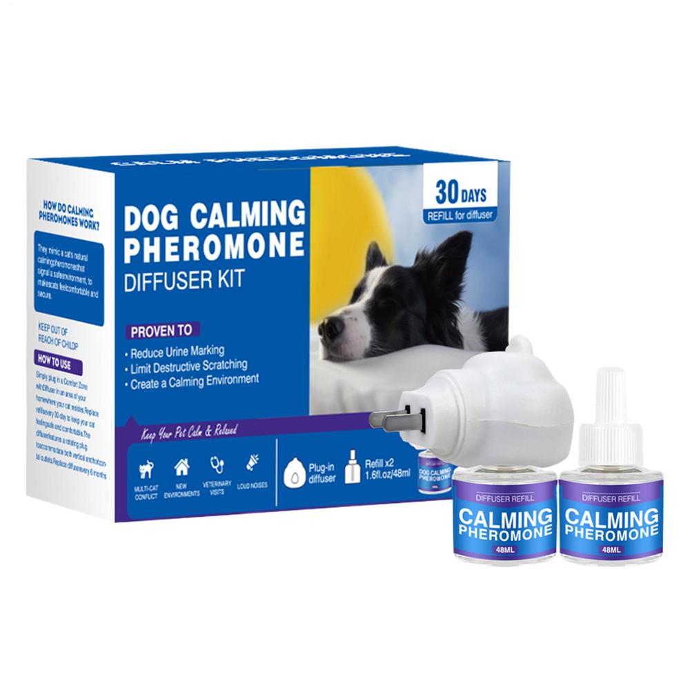 Pheromone Diffuser for Dogs Calming Plug In Refill Kit Pet Anxiety Relief For Aggression Reduction Relaxants Home Indoor Use