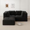 Modular Corner Sofa, Two-seater, Frameless L-shaped with Movable Footrest, Corduroy Fabric, Suitable for Living Room and Bedroom, Black