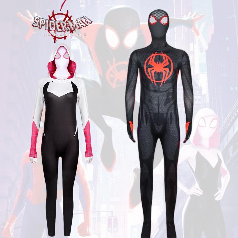 2023 Spider-man Miles Gwen Cosplay Costume Women's Spider-man Jumpsuit Milk Silk Fabric