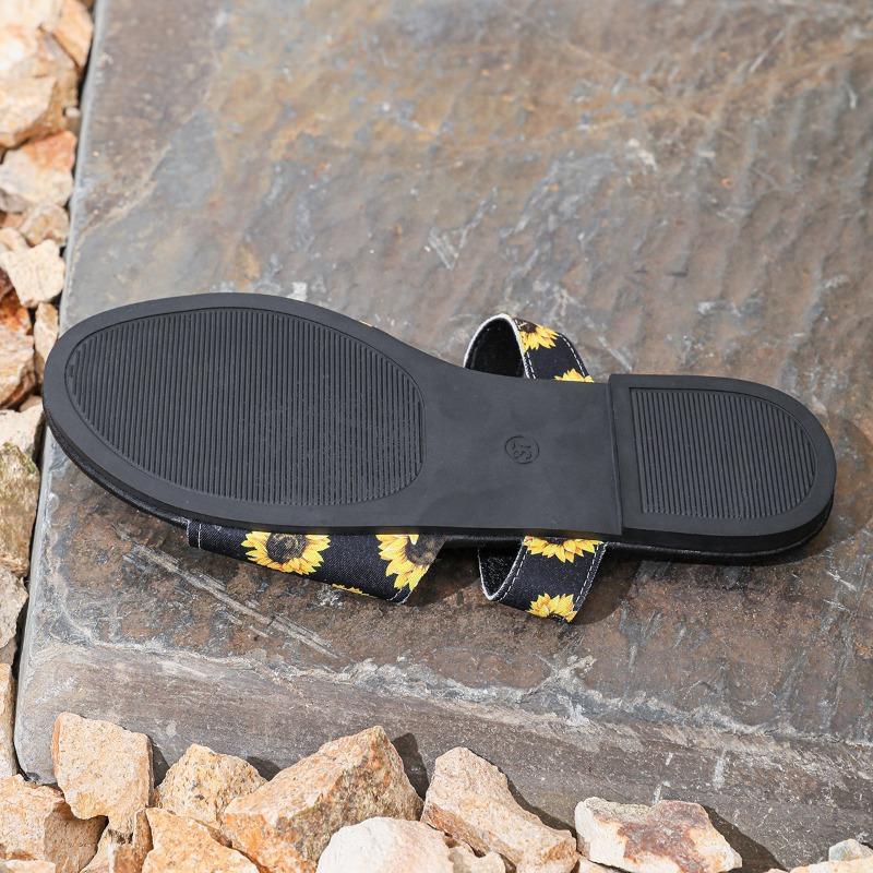 2024 New High Quality Printed Fashion Open Toe Round Toe Women's Slippers Casual Beach Shoes for Outerwear Zapatos De Mujer
