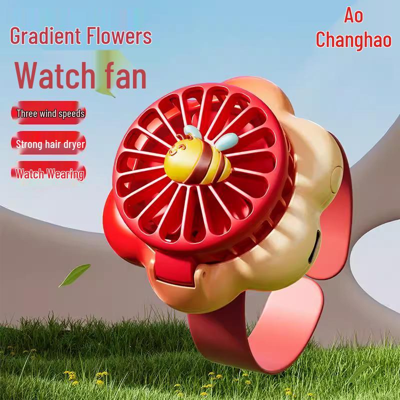 2025 Kids' Cartoon Fan Slap Bracelet: Mini Electric Fan Toy for Elementary School Girls