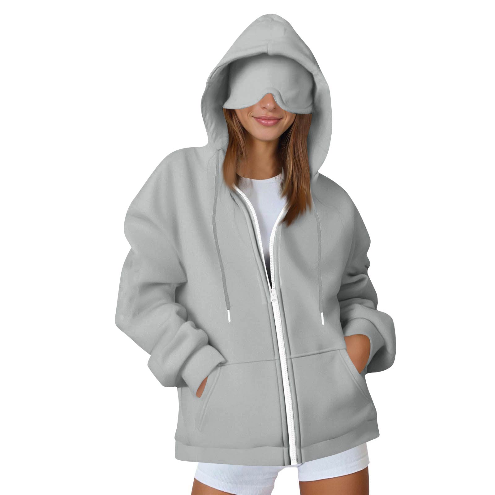 

Women s And Men s Fashion Casual Sweatshirt Loose Zipper Cardigan Long Sleeve Hooded Jacket XXL
