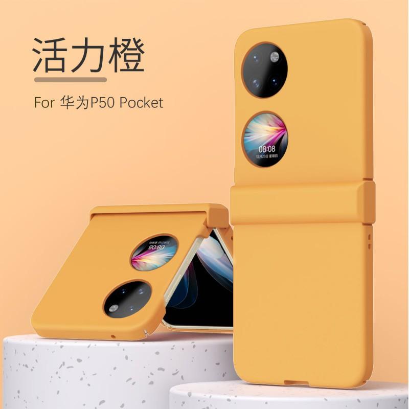 Full Coverage Protective Case P50 Pocket 5G With Hinge Guard Shockproof PC Shell In Solid Colors