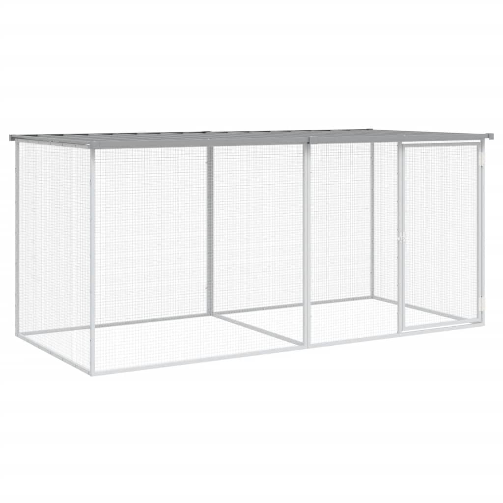 Vidaxl Chicken Coop, With Roof, Light Gray, 203X98X90 Cm, Steel