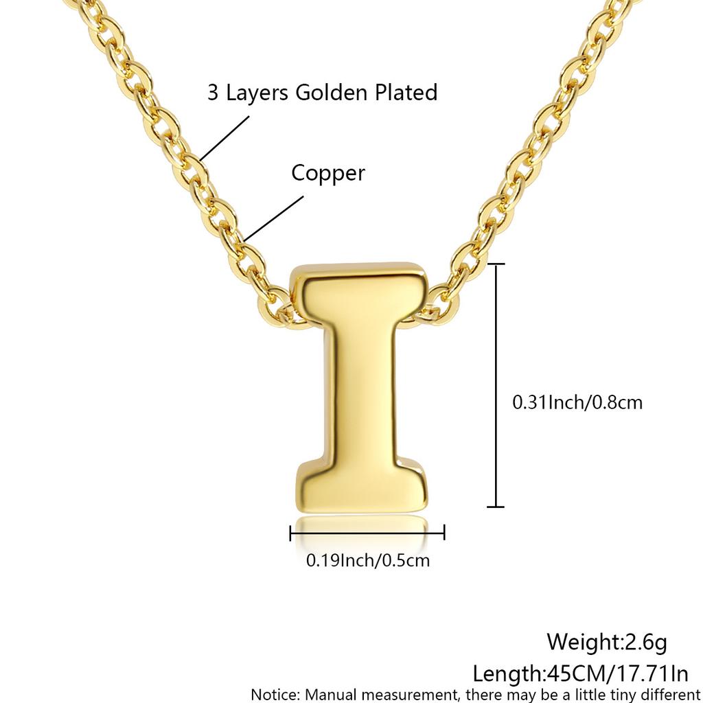 26 Large Capital English Letter Necklace Polished Smooth Hole-Punched Pendant Fine Chain Women's Item
