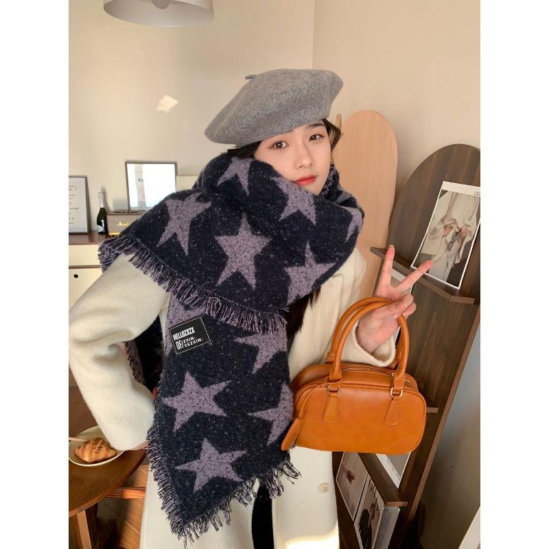 Korean Version of Star High End Scarf for Girls in Winter Thickened Qianqiao Warm Scarf Versatile Cold Proof Student Shawl