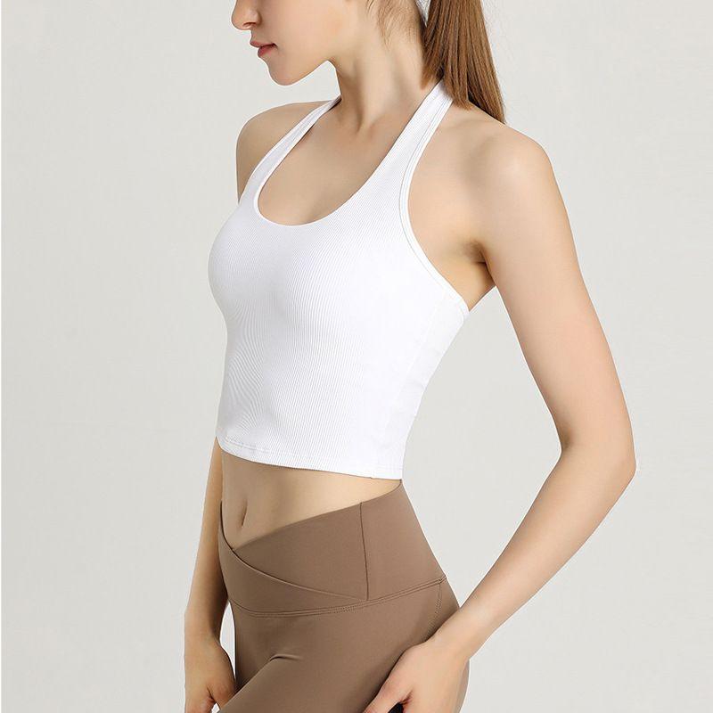 

Топ для йоги, топы для пилатеса, халтер, с фиксированной чашкой, бюстгальтер с пузырчатой текстурой, цельная чашка, фитнес, спорт, формирование спины, верхняя одежда DGB-7 White L