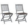 Day and Night - Day and Night Folding Garden Chairs 2 Pcs Cushions Solid Acacia Wood