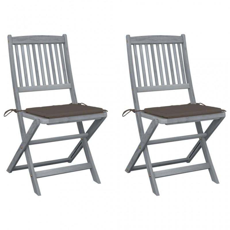 Day and Night - Day and Night Folding Garden Chairs 2 Pcs Cushions Solid Acacia Wood