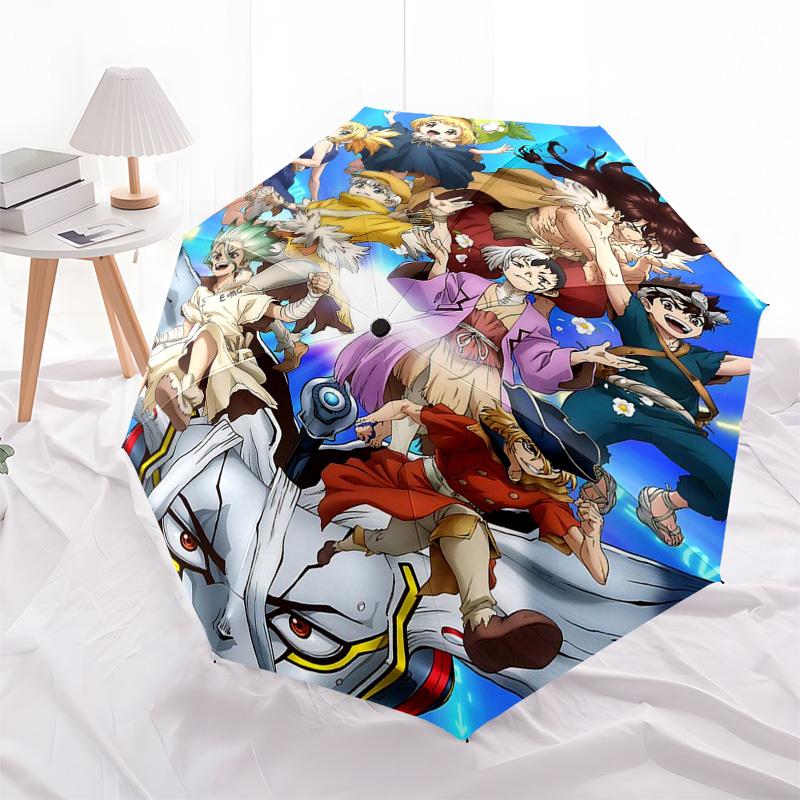 

1pc Dr. Stone Automatic Folding Umbrella - 3-Fold Design, 8-Bone Iron Frame, Outdoor, Ideal Gift for Fans, Travelers, Everyday Use.X047