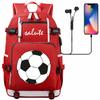 Soccer Print College Student Backpack with USB Charging Port Large Capacity Back To School Bags Women Men Laptop Travel Mochila