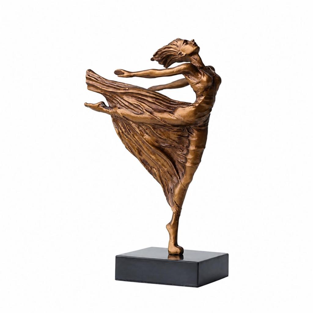 Weibliche Tänzerin Skulptur Moderne Tanzfigur mit Rechteckigem Sockel Flach