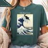 T-shirt Onda Gatto Hokusai, Stampa Arte Giapponese, Maglietta Arte Vintage, Maglietta Gatto Nero, Maglietta Amante dell'Arte, Regalo Amante dei Gatti