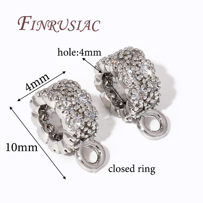 18K Gold Plated Brass with Zircon Pendants Bail With Closed Ring,Bale For Pendant Accessories For Jewelry,DIY Bracelets Findings