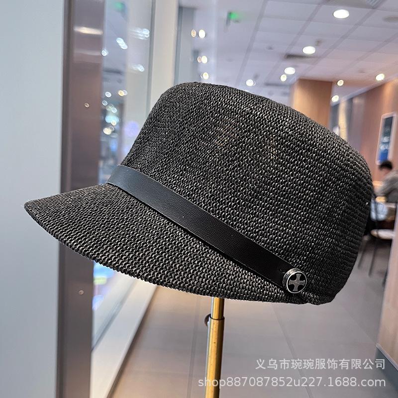 Belt Cap Women's Summer Linen Solid Color Breathable Equestrian Hat British Trend Sun Hat