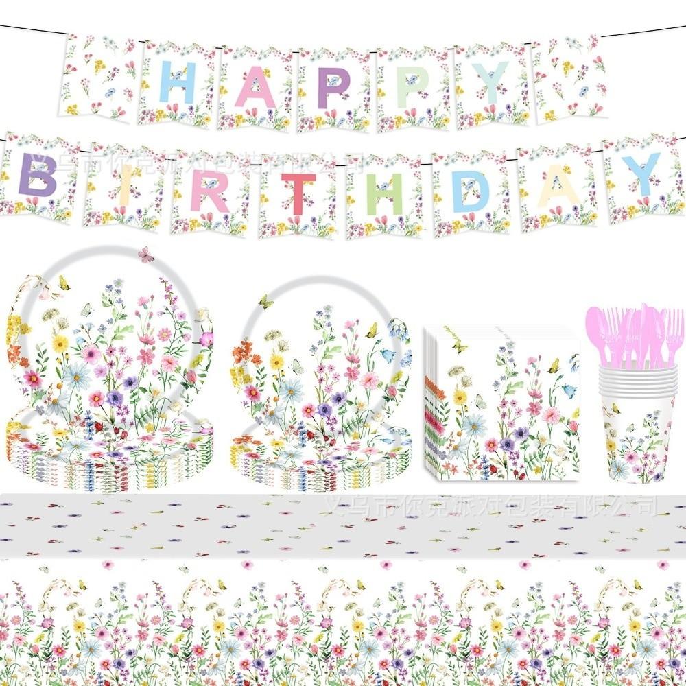 Banner Party Tableware Set Tablecloth Baby Shower Decor New Birthday Party Set  Outdoor Party